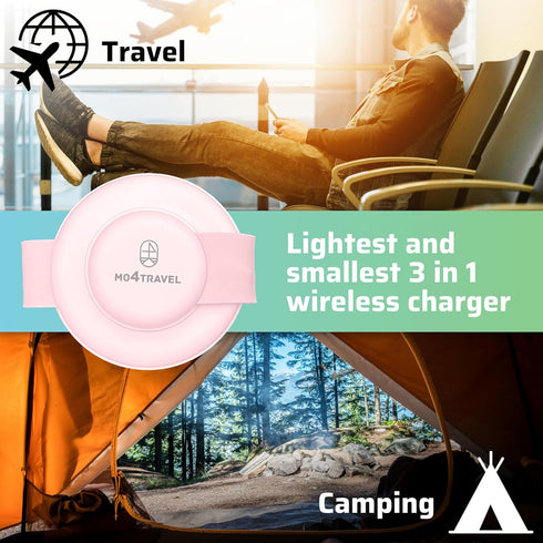 Pocket Size EDC Fast Charge Magnetic 3 in 1 Charging Station for Apple Magsafe Charger, Foldable Max Fast Wireless Charger for iPhone 15/14/13/12 ...