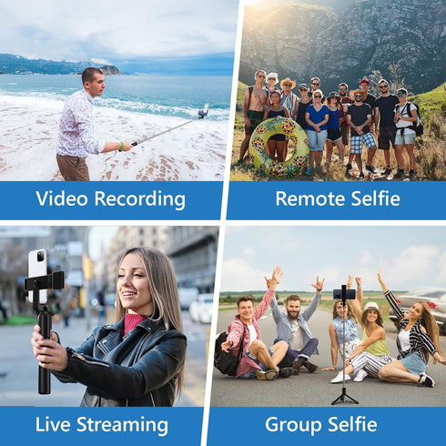 Selfie Stick, 40 in Retractable Phone Tripod with Wireless Remote Control & Light, Portable Selfie Stick Tripod for Photograph, Live Streaming, Vi...
