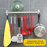 Kitchen Rail with Hooks (10 hooks): Utensil Rack, Kitchen Utensil Hanger, Pot and Pan Hanging Rack, Pot Hangers for Kitchen, Pot Rack Wall Mounted...