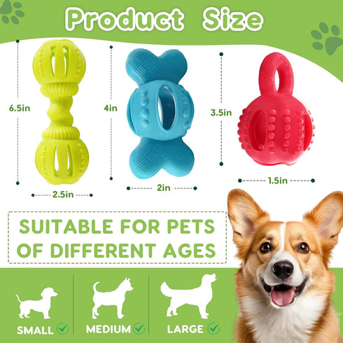 Dog Chew Toys, Set of 3 Treat Dispensing Dog Toys?Interactive Dog Toys for Boredom, Fun-Filled Treat Dispenser for Yak Cheese Dog Chews...