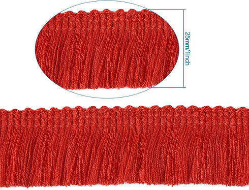 MegaPet Polyester Fringe Tassel Lace Trim 1 Inch x 82 Feet Chainette Fringe Fibre Trim DarkRed for Sewing Quilting Lampshade Curtain Decoration...