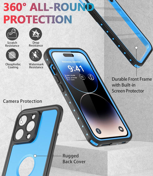Design for iPhone 14 Pro Max Waterproof Case, Shockproof Dustproof Phone Case for iPhone 14 Pro Max with Screen Protector, Full Body Protective Co...