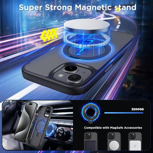 CACOE Magnetic Case for iPhone 15 6.1 inch with 360° Rotatable Ring Phone Stand,Compatible with MagSafe & Magnetic Car Phone Mount,iPhone 15 Cases...
