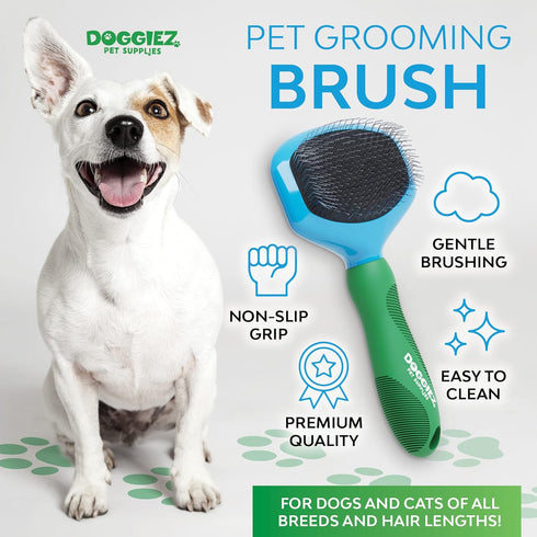 Slicker Wire Pin Dog Brush with Comfort Grip Handle - Cat and Dog Grooming Brush - For Dogs with Short and Long Haired Dogs - Best Pet Grooming Ha...