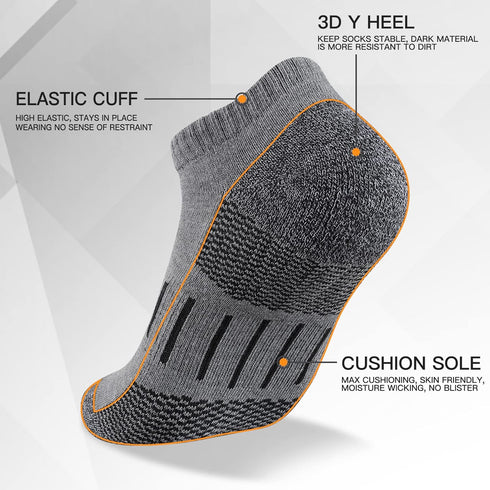 Heatuff Mens Athletic Ankle Socks Moisture Wicking Cushion Running Low Cut Sock 6 Pack...