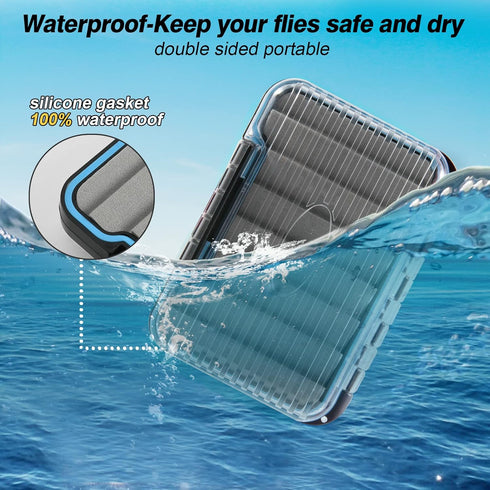 Goture 3Pcs Fly Fishing Box Double Sided Waterproof Tackle Case Flies Storage(Sponge Insert-4.25 * 3.07 * 1.26in)...