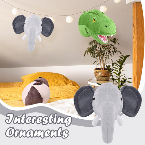 Stuffed Elephant Head Wall Mount, Woodland Theme Kids Room Decor and Nursery Decor, Adorable Stuffed Animals Head Gifts for Kids, Animals Themed P...