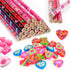 YVAINE 48 Pieces Valentine Pencils for Kids,Valentine's Day Pencils Assortment with Eraser 24 Wooden Pencils 24 Valentines Heart Eraser for Home S...