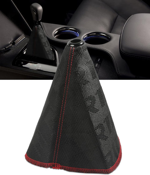 YAKEFLY Canvas Gear Shifter Cover, JDM Style Hyper Fabric Dust Cover & Knob Boot (Black)...