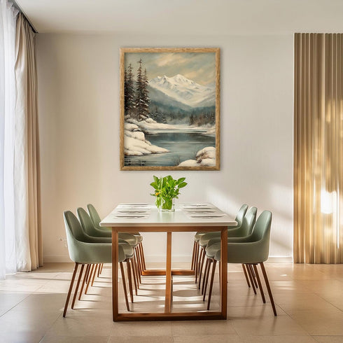 Posterizer 1 pcs-snowy winter nature scene with a lake-3-Landscape & Nature Art-GIft for Men Women Teens-Living Room Bedroom Decor- unframed wall ...