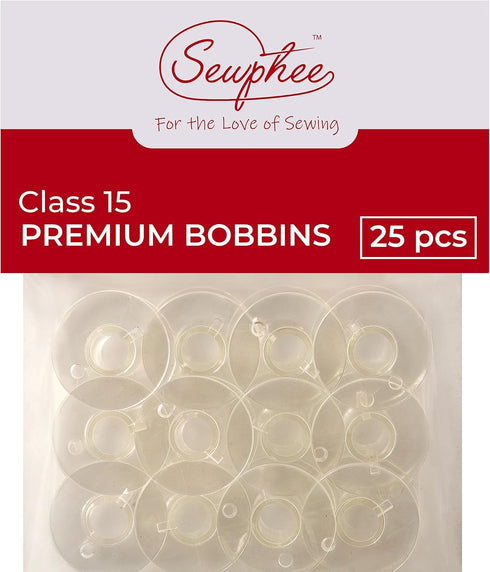 25pcs Premium Class 15 Bobbins – Fits Janome HD3000, Brother, Elna & Kenmore - Compatible with Janome Sewing Machine Accessories, Plastic Bobbins ...