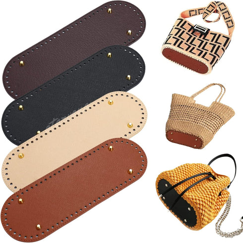 4 Pcs PU Leather Bag Bottom Shaper with Holes for DIY Bag Crochet, Atarvana Oval Bag Bottom Shaper Pads 12x4 Inch for DIY Purse Shoulder Bag Handb...