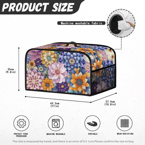 Hippie Flower Slow Cooker Crock Pot Cover Small Appliance Dust Cover Oval Crock Pot Cover with Handle Easy to Clean and Store for Home Kitchen Din...