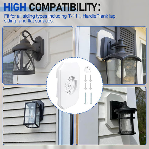 Siding Mounting Block 8141DBL, Outdoor Light Siding Mount Kit with Built-in Electrical Box, Vinyl Siding Mounting Plate for 1/2 inch Lap Double Si...