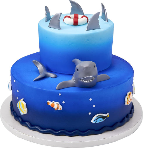 DecoSet® SHARK CREATIONS Cake Topper for Birthdays and Parties, DecoPac Cake Decorating 2-Pc Decorations Set...