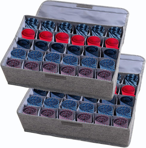 AARAINBOW 2 Packs Underwear Socks Ties Storage Organizer with Lids Foldable Closet Drawer Organizer 60 Cells, Fabric Wardrobe Divider Storage Boxe...