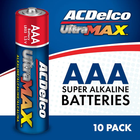 ACDelco UltraMAX 10-Count Triple AAA Batteries, Alkaline Battery with Advanced Technology for Home and Office, 10-Year Shelf Life, Recloseable Pac...