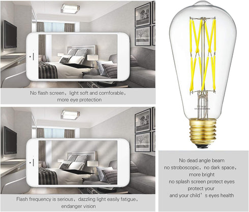 LEOOLS Dimmable E26 LED Filament Light Bulbs, 100 Watt Equivalent,5000K Daylight White,Classic Clear Glass Edison Style Vintage LED Light Bulbs,4 ...