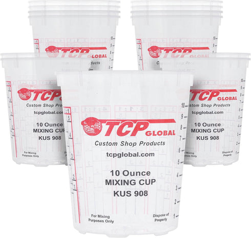 Custom Shop Paint Mixing Cups, 10-Ounce (12 Pack) - Plastic Measuring Cups for Liquids, Automotive Painting, Epoxy Resin, Acrylic Arts, Crafts, Di...