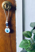 White Evil Eye Wall Glass Hanging Car Charm Ornament Accessory for Rear View Mirror...
