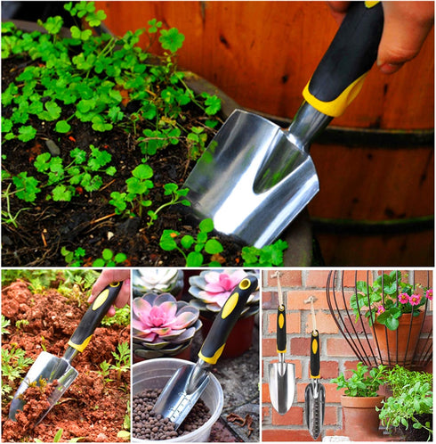 Garden Trowel, Hand Shovel, 2 Piece Cast-Aluminum Heavy Duty with Soft Rubber Handle Garden Tools, Small Hand Trowel for Women Men Kids Gardening...