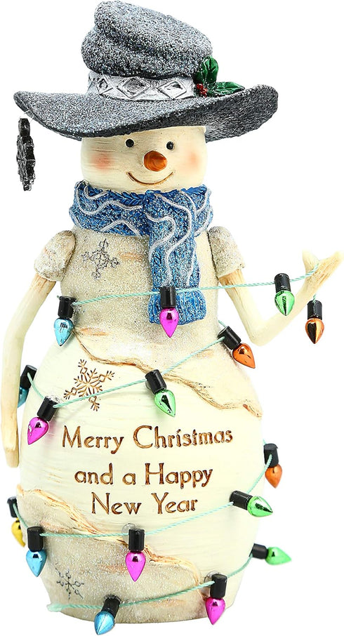 Pavilion Gift Company Pavilion-Merry Christmas and A Happy New Year-6 Inch Collectible BirchHearts Snowman Figurine, 6", White...