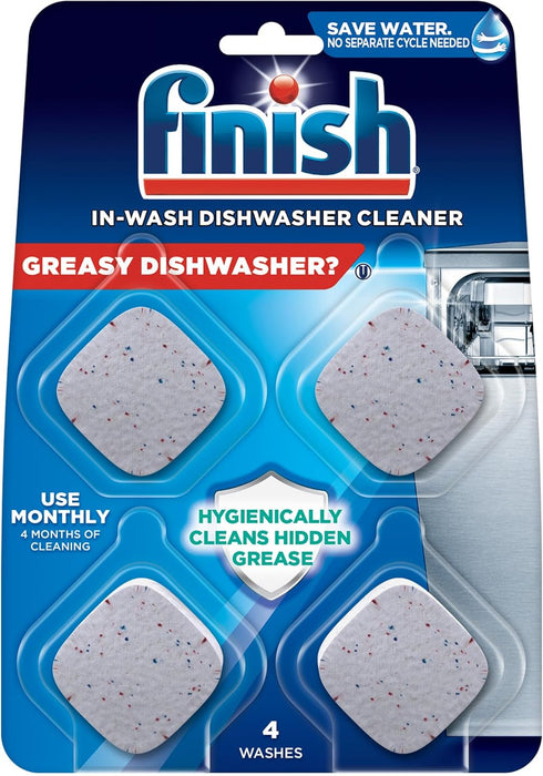 Finish Dishwasher Cleaner Tablets, 4 count, Hygienically Cleans Hidden Grease, Use in Normal Cycle, 4 Month Supply...