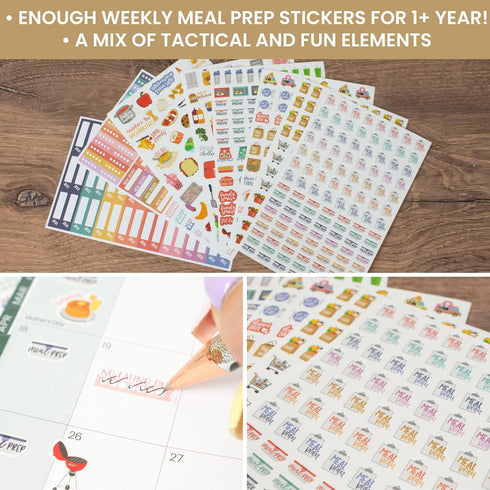 bloom daily planners Meal Planning Stickers - 8 Sheets / 592 Stickers - Essential Variety Pack for Menu Prepping, Grocery Shopping, Food & Diet Tr...
