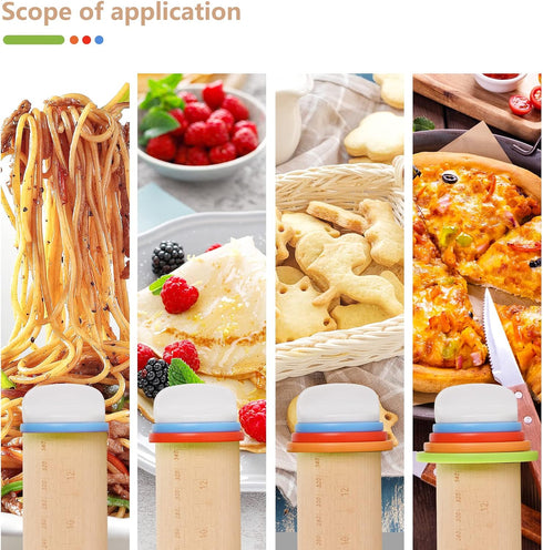 Wood Rolling Pin With 4 Adjustable Thickness Rings, Non-stick Dough Roller For Baking, 17 Inch Pizza Roller For Kitchen supplies, Handle Press Des...