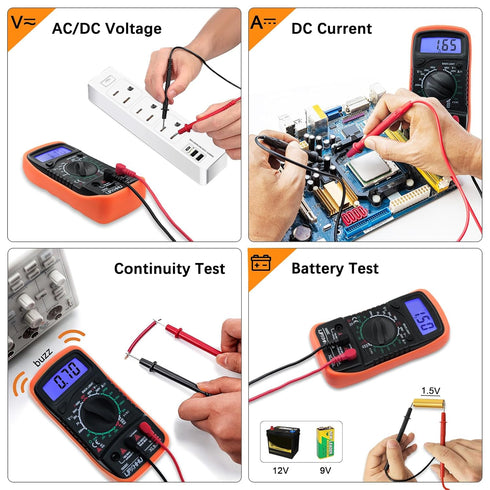 Digital Multimeter Voltmeter Battery Voltage Multi Tester Continuity Ohm Volt Amp DC AC Current Resistance Diodes 2000 Counts Electrical Test Mete...