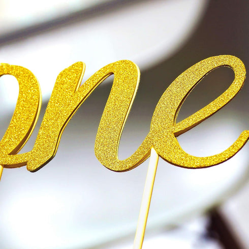Gold 1st Birthday Topper, Double Sided Glitter, Number One Cake Topper Decoration, One Year Bday Party Decor for Girls and Boys, Couples And Marri...