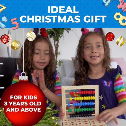 Toysery Abacus for Kids Math Counters, Wooden Educational Counting Toy, Toddler Blocks Kindergarten Toys, Toddler Blocks Wooden Toys, 50 Beads and...