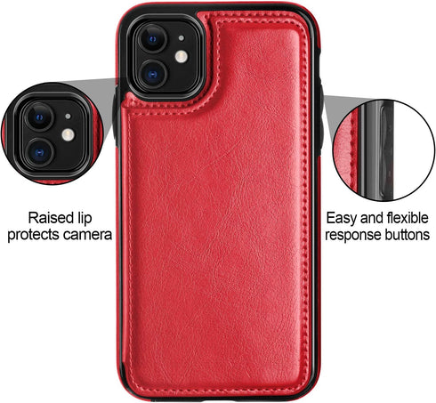 HianDier Wallet Case for iPhone 11 6.1-inch Slim Protective Case with Credit Card Slot Holder Flip Folio Soft PU Leather Magnetic Closure Cover fo...