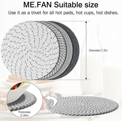 ME.FAN Trivets/Potholders 4 Set Cotton Thread Weave Trivets for for Hot Pots and Pans - Large Coasters/Hot Pads/Hot Mats to Protect Desktop & Coun...