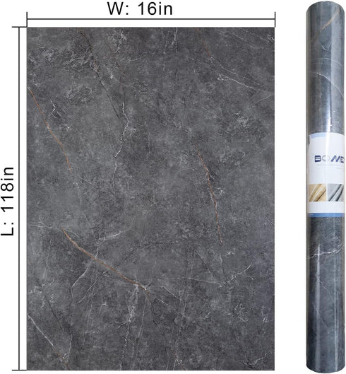 Glossy Gray Marble Wallpaper Peel and Stick Thick Textured Grey Marble Contact Paper Self Adhesive Removable Granite Wallpaper Oilproof Waterproof...