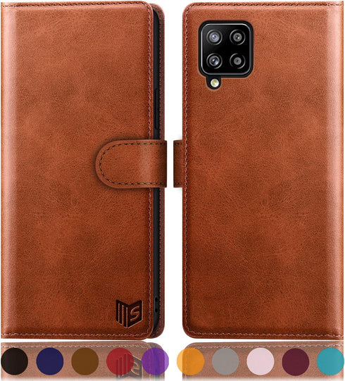 SUANPOT for Samsung Galaxy A12 with RFID Blocking Leather Wallet case Credit Card Holder, Flip Folio Book Phone case Shockproof Cover for Women Me...