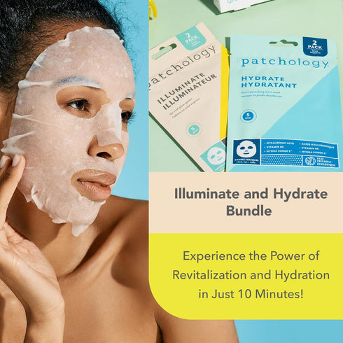 Patchology Hydrating Sheet Masks - Weekend Travel Skincare Essentials - Hyaluronic Acid Masks with Revitalizing Serum, Licorice Root Extract Skinc...