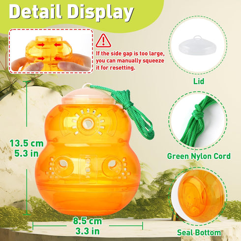 Wasps Traps Outdoor Hanging Bees Traps Catcher 2pack Wasps Deterrent Killer Insect Catcher Outdoor Hanging Non-Toxic Reusable Hornet Yellow Jacket...