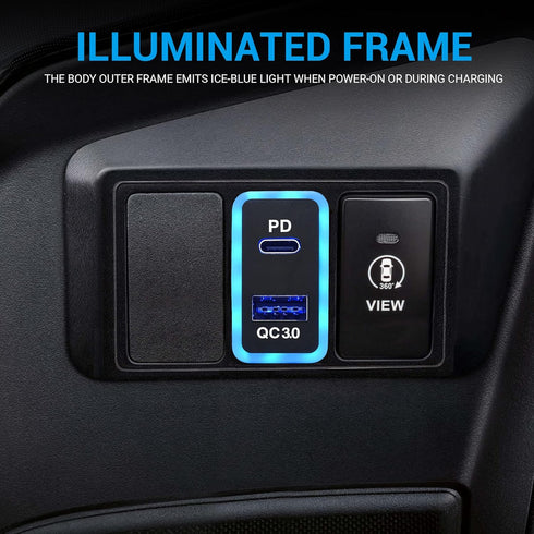 MICTUNING 12V/24V USB Type C Car Charger Replacement for Toyota, Dual USB Ports QC3.0 & PD Type C Car Power Socket Compatible with iPhone iPad PDA...