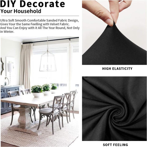Gute Chair Seat Covers, Dining Room Chair Seat Covers with Ties, Stretch Solid Chair Covers Protectors for Dining Room Kitchen Chairs (4 Pcs, Blac...