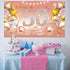 HOWAF Woman 50th Birthday Party Decoration Rose Gold Fabric Banner, 50th Birthday Photo Backdrop, Wall Garden Table Decoration Supplies...