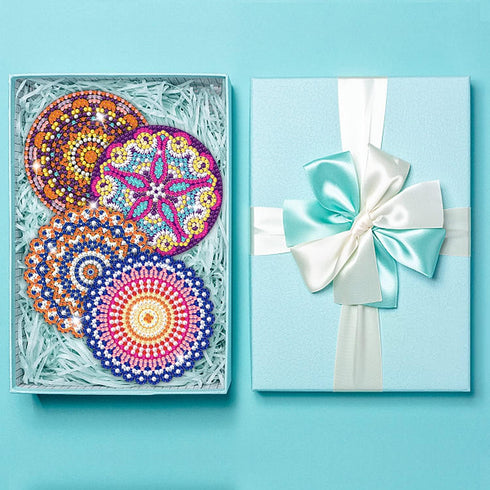 Benvo 8 Pcs Diamond Painting Coasters Kit Mandala Cup Coasters DIY Diamond Art Kits with Diamond Painting Pens, Holders, Cork Base for Beginners A...