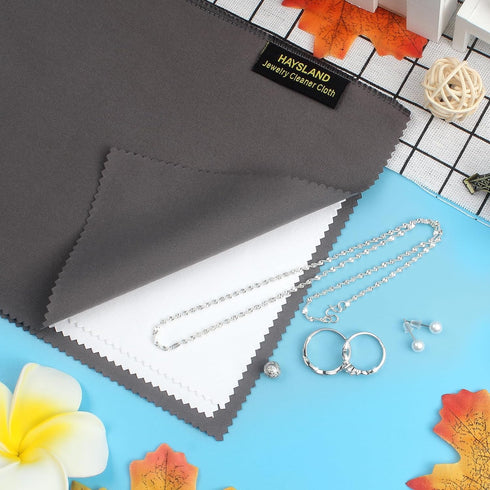 2 PCS Professional Polishing Cloth Large Jewelry Cleaning Cloths, 100% Cotton Multi-Layer Double-Sided Jewelry Cleaning Cloth for Gold Silver Plat...
