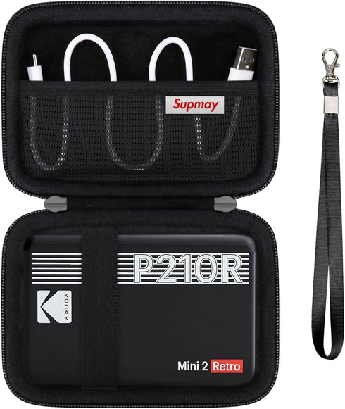 Hard Carrying Case for KODAK Mini 2 Retro 4PASS Portable Photo Printer, Instant Printer Travel Storage Holder with Mesh Pocket for USB Cable and O...