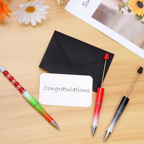 50Pcs Plastic Beadable Pens Bead Pen Ballpoint Pens Black Ink Diy Pens Cute Cool Pens for Teacher Students Journaling Graduation Bridal Gift Offic...