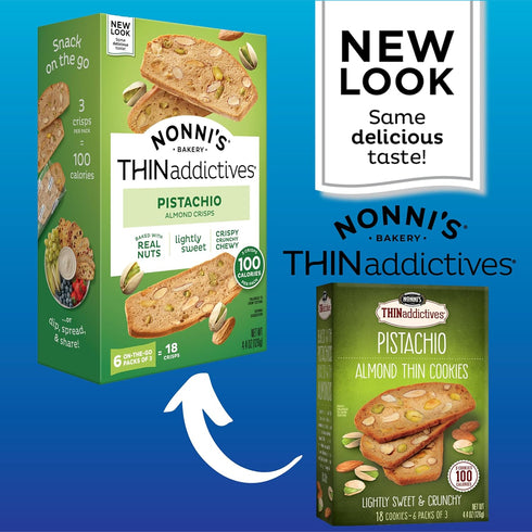Nonni's Pistachio Almond Thins ( 18 cookie - 6 packs of 3)...
