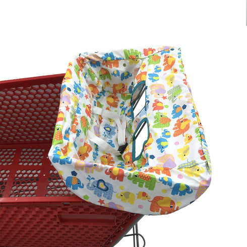 Portable Shopping Cart Cover, High Chair and Grocery Cart Covers for Babies, Kids, Infants & Toddlers, Attached Carry Bag (Simple Elephant)...