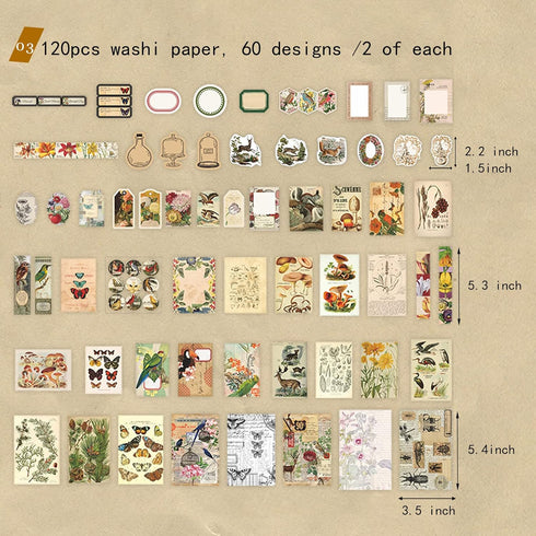 280Pcs Vintage Scrapbooking Supplies, Aesthetic Scrapbook Stickers Washi Paper Kit, Bullet Journaling Supplies Junk Stamping Planner Ephemera Coll...