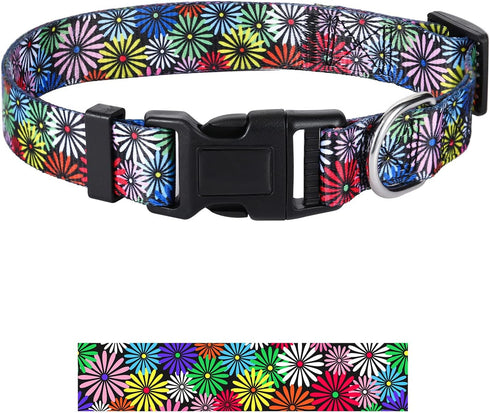 Dog Collar for Small Medium Large Dogs, Adjustable Fancy Floral Dog Collar for Puppy, Various Pattern Design Pet Collars (S, Chrysanthemum)...