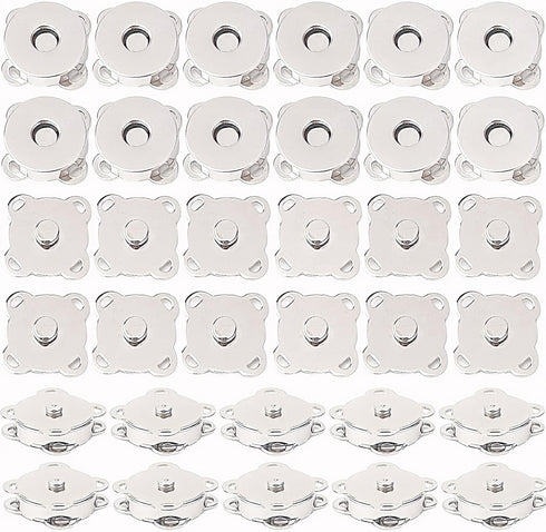 EuTengHao Magnetic Snaps Buttons, Silver Magnetic Purse Snap Clasps, Plum Magnetic Snap Closures for Purses Handbags, 15mm Magnet Button Closure F...